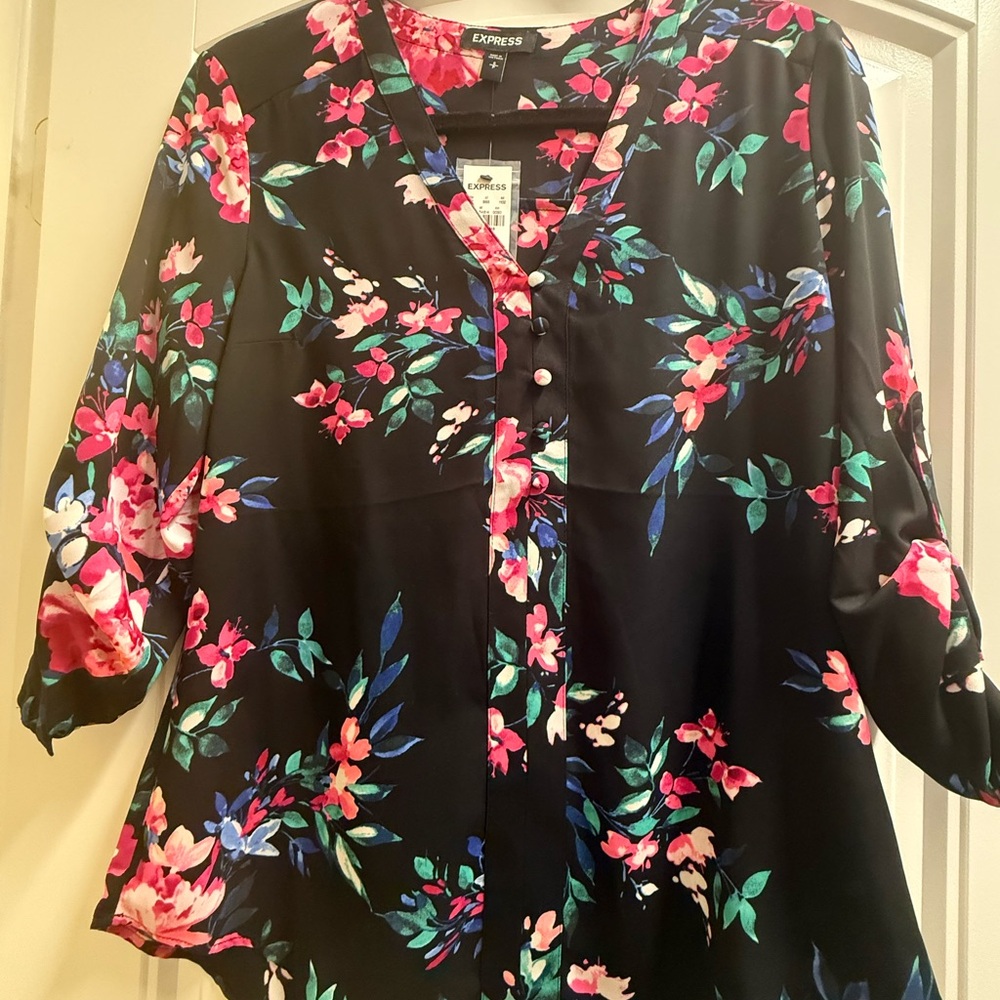 Express Black Floral Women's Blouse